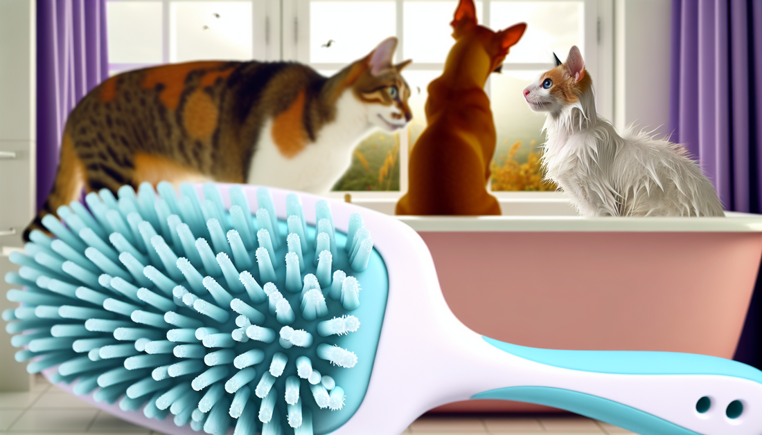 Pet Grooming Shampoo Brush – Soft Silicone Scrubber for Bathing Cats & Dogs