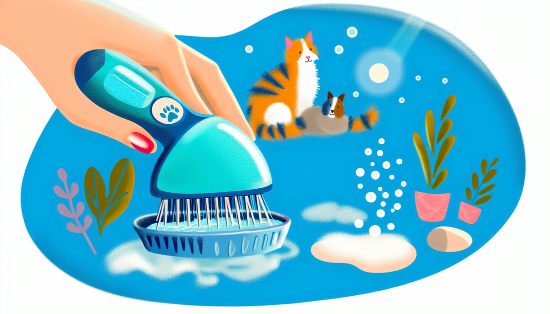pet Bathing Scrubber with Shampoo Dispenser – Grooming Brush for Cats & Dogs